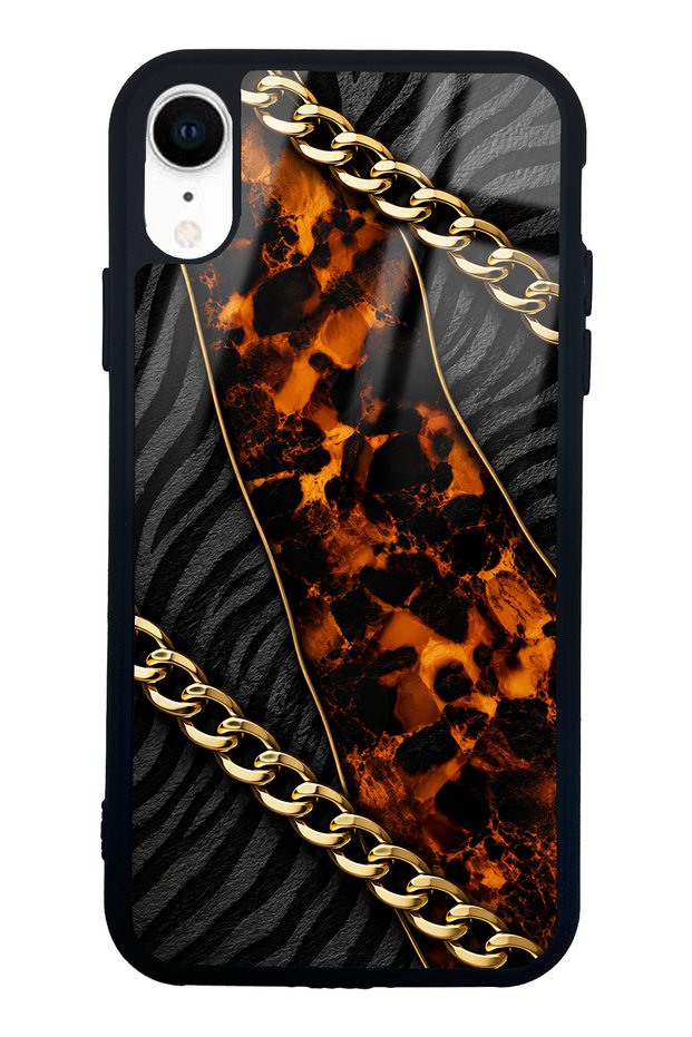 iPhone Xr Golden Eclipse Design Glossy Phone Case