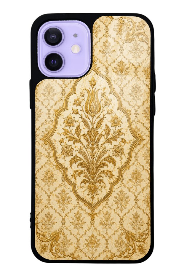 iPhone 12 Ivory Ottoman Gold Design Glossy Phone Case