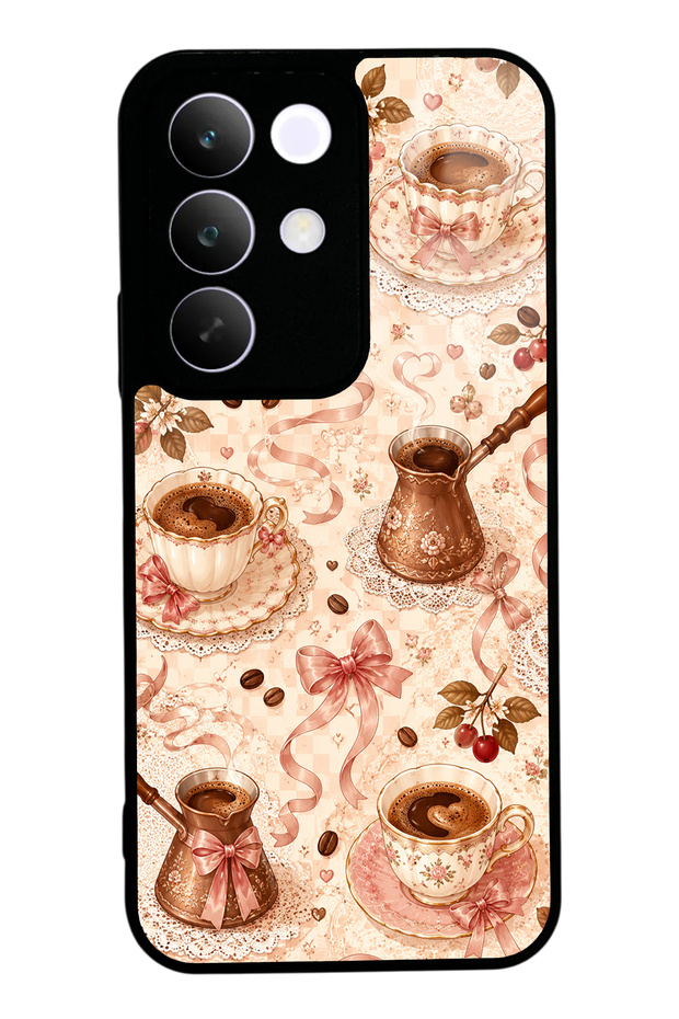 Realme C85 Glossy Phone Case with Blush Coffee Bow Design