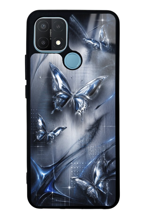 Oppo A15 Midnight Chrome Butterfly Design Glossy Phone Case
