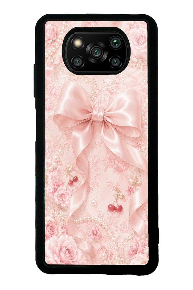 Xiaomi Poco X3 Glossy Phone Case with Cherry Blush Bow Design