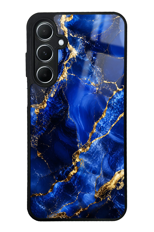 Samsung A55 Sapphire Gold Marble Design Glossy Phone Case