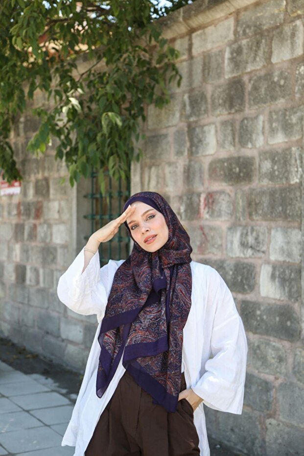 Petra Mosaic Ethnic Pattern Shawl - Purple Tile