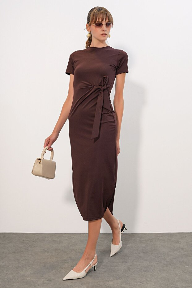Bdart Slim Fit Midi Jersey Dress with Tie Detail