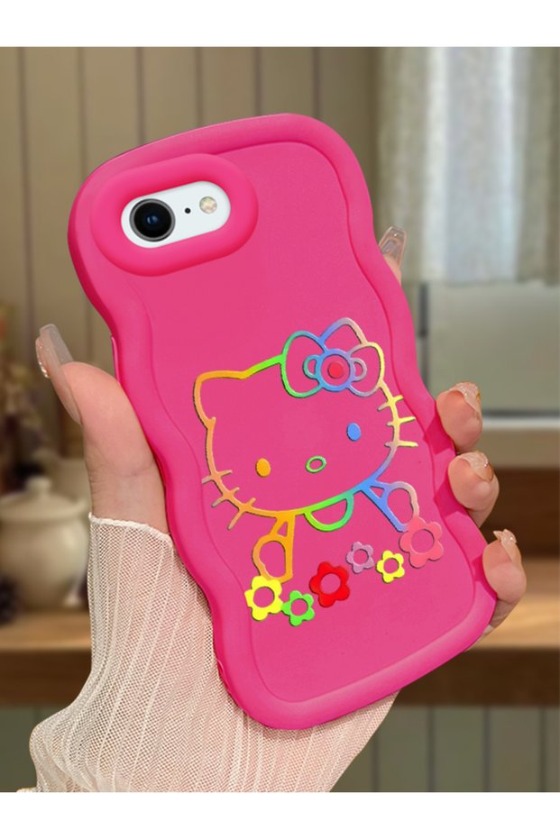 iPhone Se 2020 Compatible Case Camera Protector Red Silicone Couple Phone Case Kitty Pattern