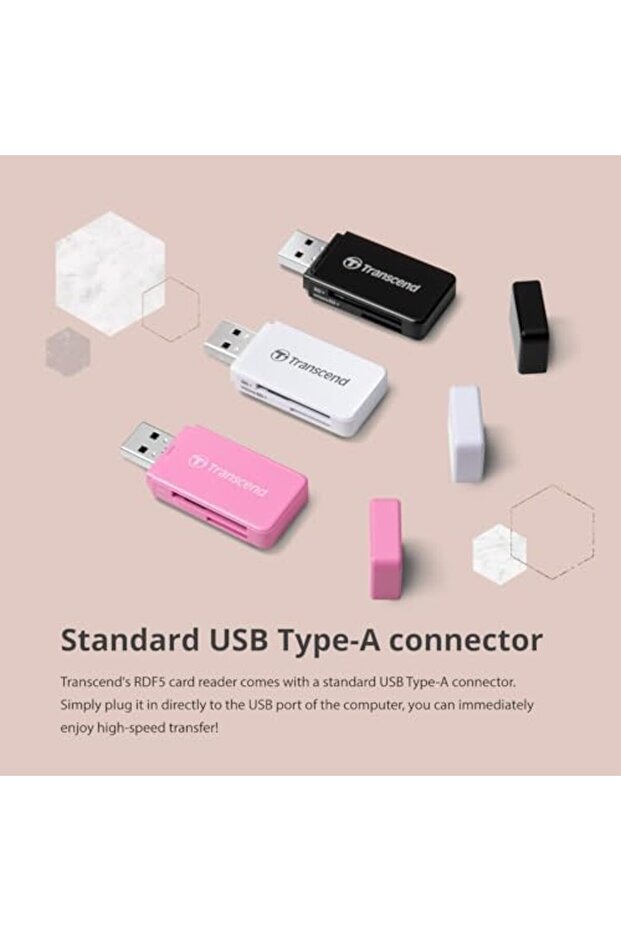 ELITSE STOR Transcend USB 3.0/3.1 Gen 1 قارئ بطاقات متعدد الوظائف TS-RDF5K، أسود جديد 1292915