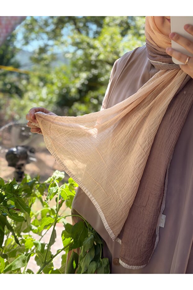Double Color Gradient Muslin - Sand Shawl - Non-Slip Texture - Summer/Winter - 75X185
