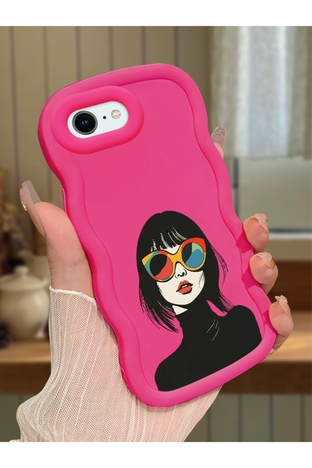 iPhone 6 Plus Compatible Case Camera Protector Red Silicone Couple Phone Case Girl Pattern