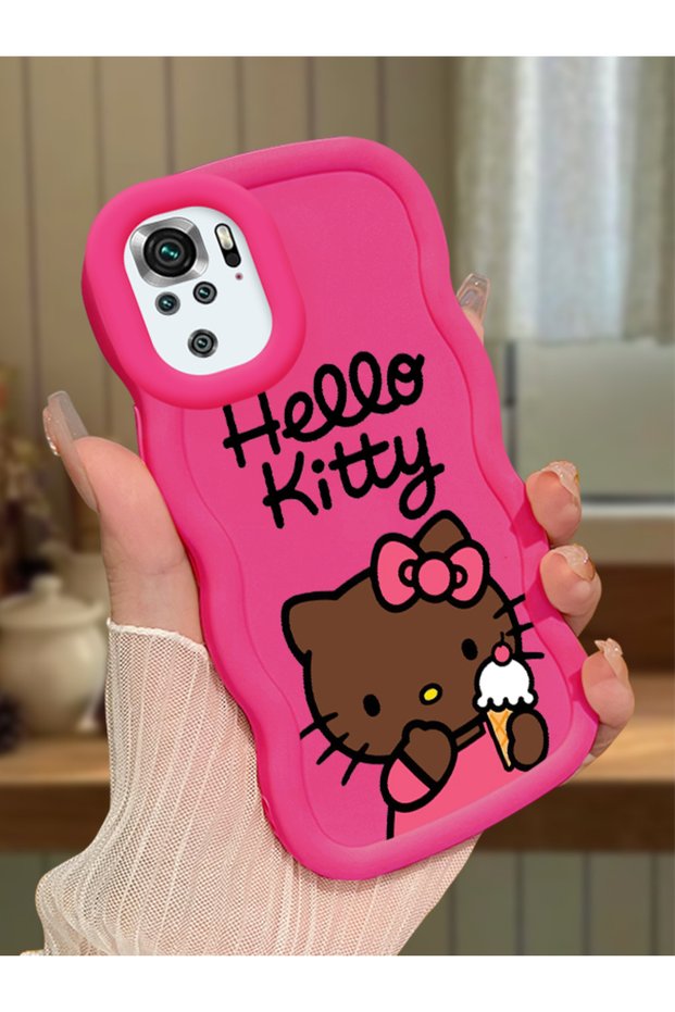 Redmi Note 10S Compatible Case Camera Protector Red Silicone Couple Phone Case Kitty Pattern