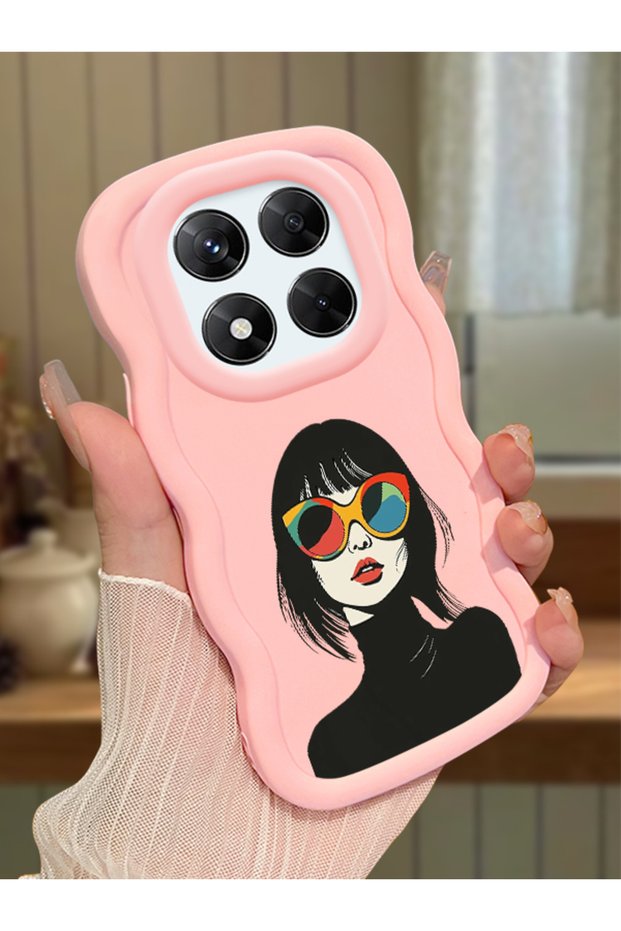 Redmi Note 14 Pro 4g Compatible Case Camera Protector Pink Silicone Couple Phone Case Girl Pattern