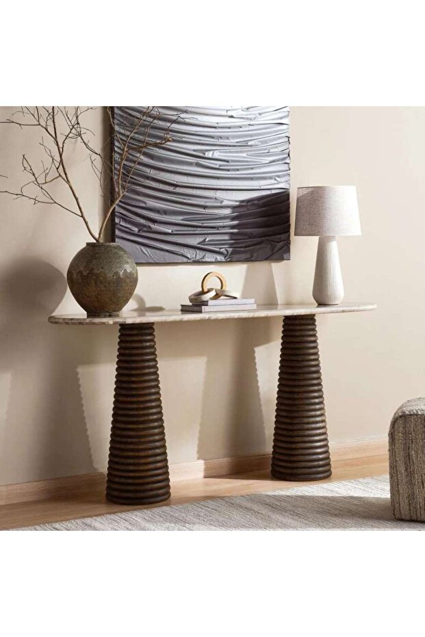 TREVI CONSOLE TABLE MARBLE - BEIGE & BROWN