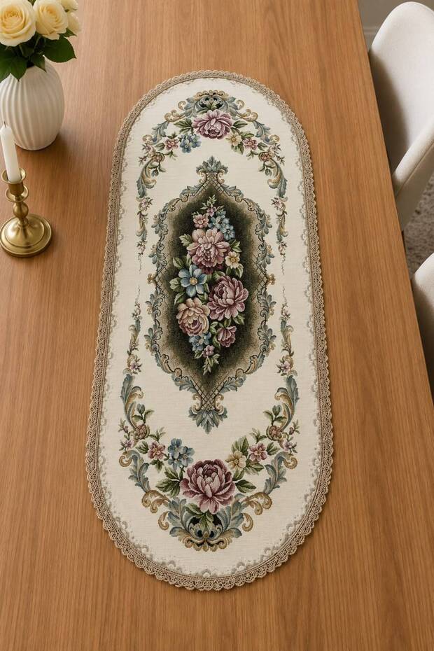 رويال بوكيه شونيلي غوبلن 40×90 بيضاوي الشكل - غطاء طاولة القهوة