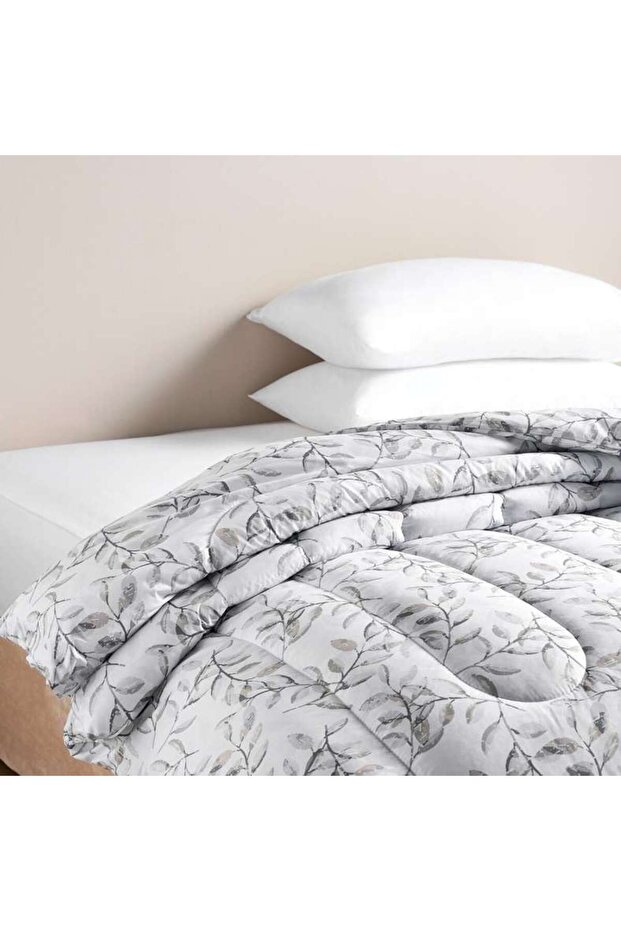 Elegant Flowers Microfiber Comforter 160x220cm - White/Grey