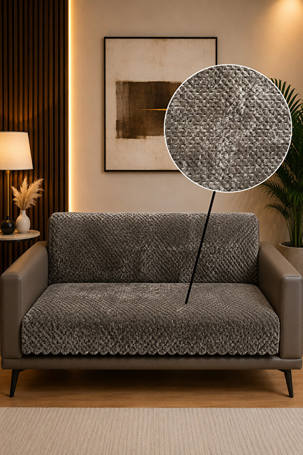 Velvet Sofa Cover Non-Slip Base Stain-Resistant Sofa Bed Sofa Cover Protector Shawl Cover (Grey)