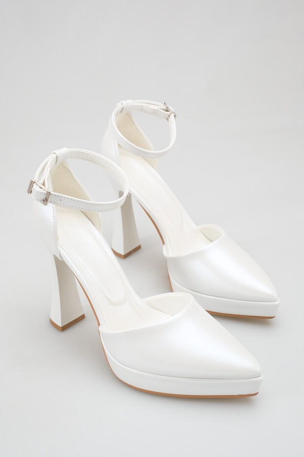 Women's Platform High Heeled Evening Dress Bridal Shoes with Back Buckle