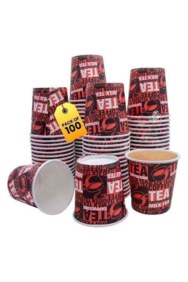 6 Oz, 100Pcs Disposable Paper Cups for Hot & Cold Drinks, Coffee and Tea, Printed
