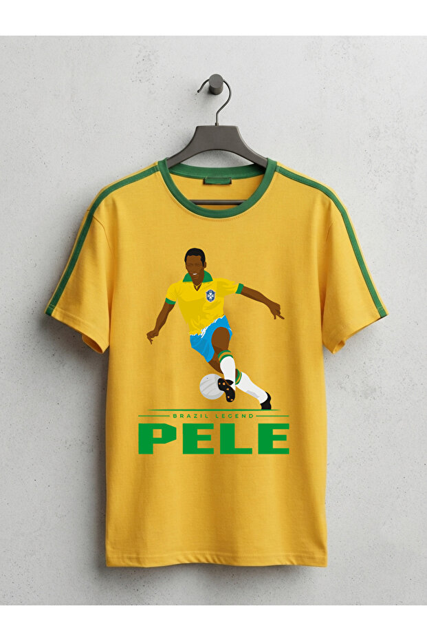 Pele Printed Unisex Oversize Cut Crew Neck Brazil Tshirt