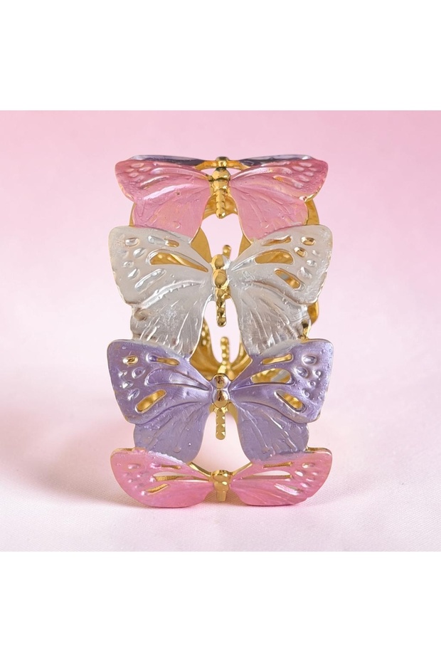 Mineli Stainless Steel Adjustable Pink, Purple, Gold Color Bracelet