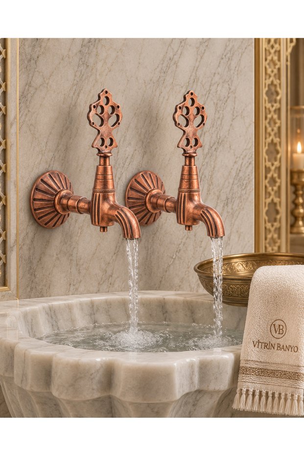Rose Gold Kurna Faucet Double Set Copper Ottoman Faucets Kurna Faucet