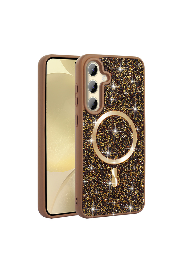 Galaxy S26 Case Silvery Diamond Stone Magsafe Camera Raised Silicone Omsy