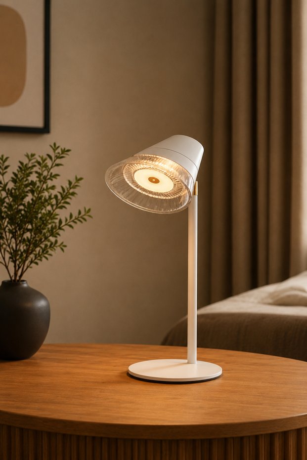 Transparent Glass Led Table Lamp Modern Design White Night Light Study Reading