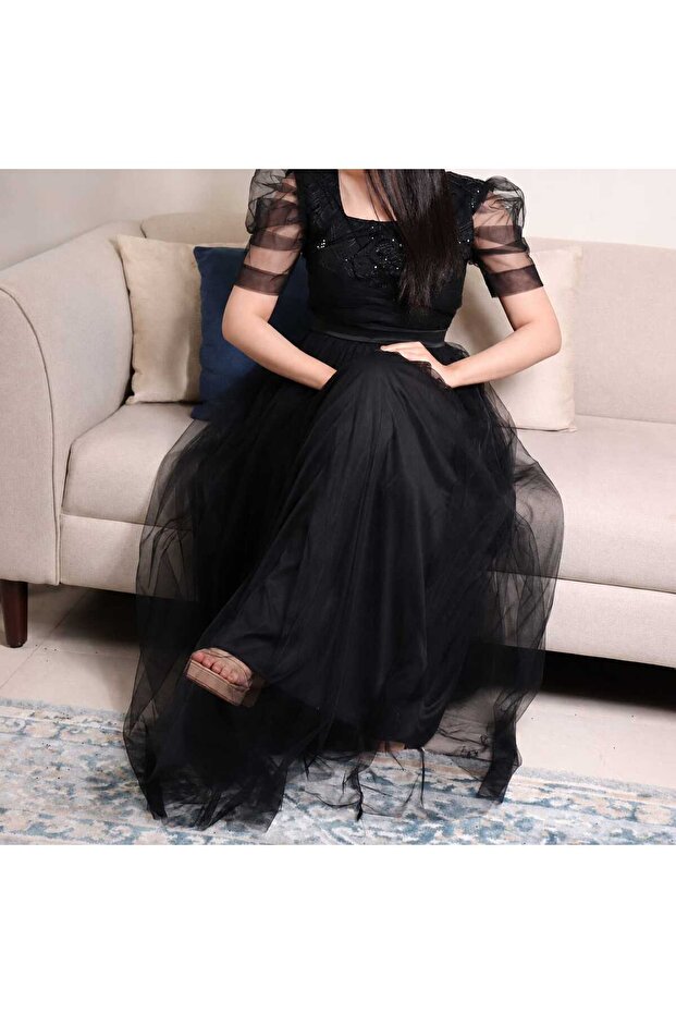 Dress with Sequins on Chiffon
