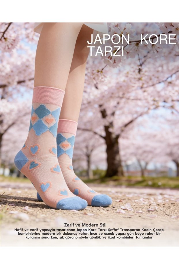 Japanese Korean Style Transparent Patterned Women's Socks