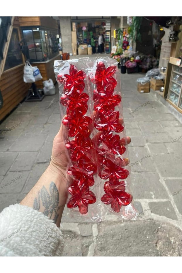 60 pieces (5 packages) red lotus hair clip 6 cm