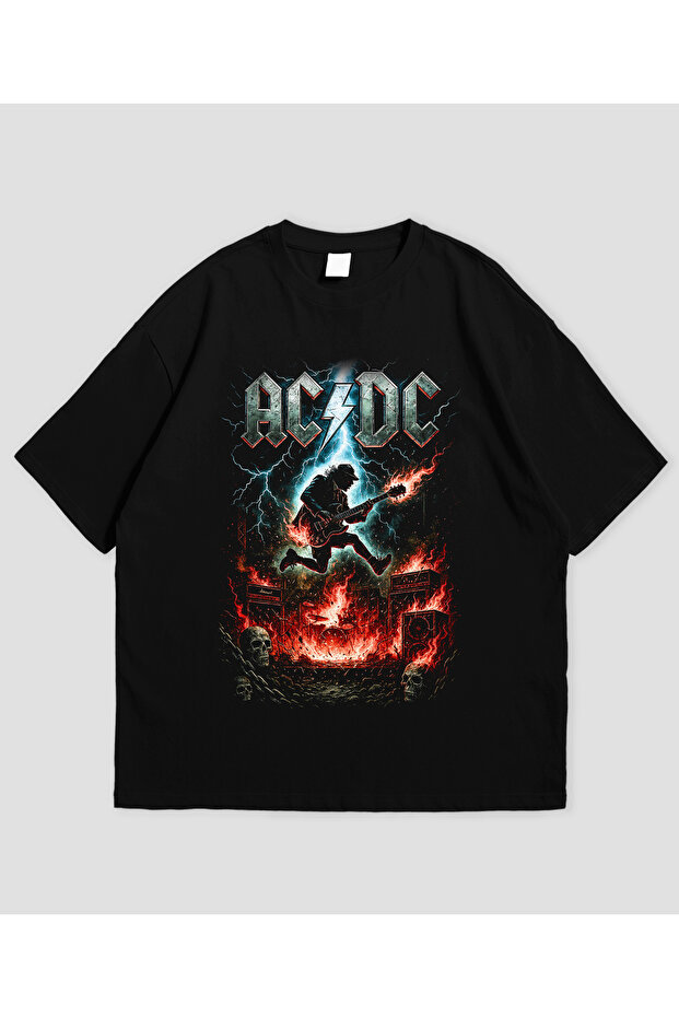 Acdc Printed Unisex Oversize T-Shirt