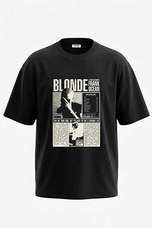 Frank Ocean Design Printed Oversize Black T-Shirt