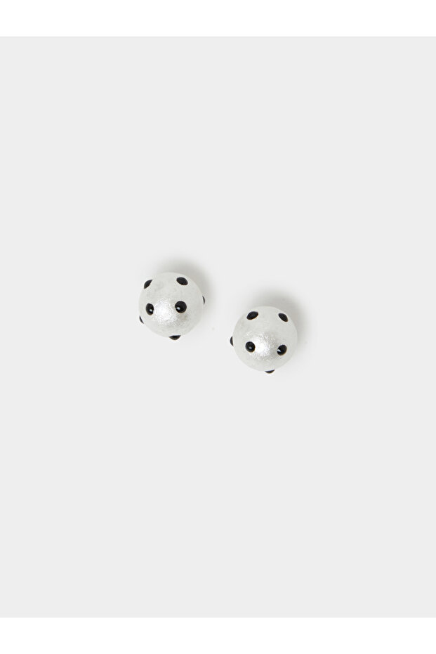 White Pearl Dot Stud Earrings
