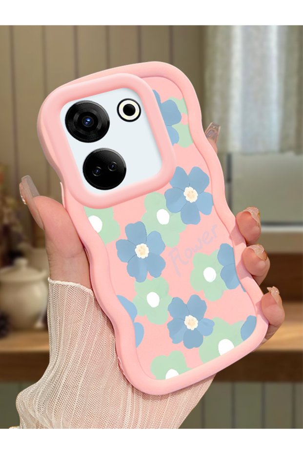 Tecno Camon 20 Pro 4g Compatible Case Camera Protector Pink Silicone Couple Phone Case Floral Pattern