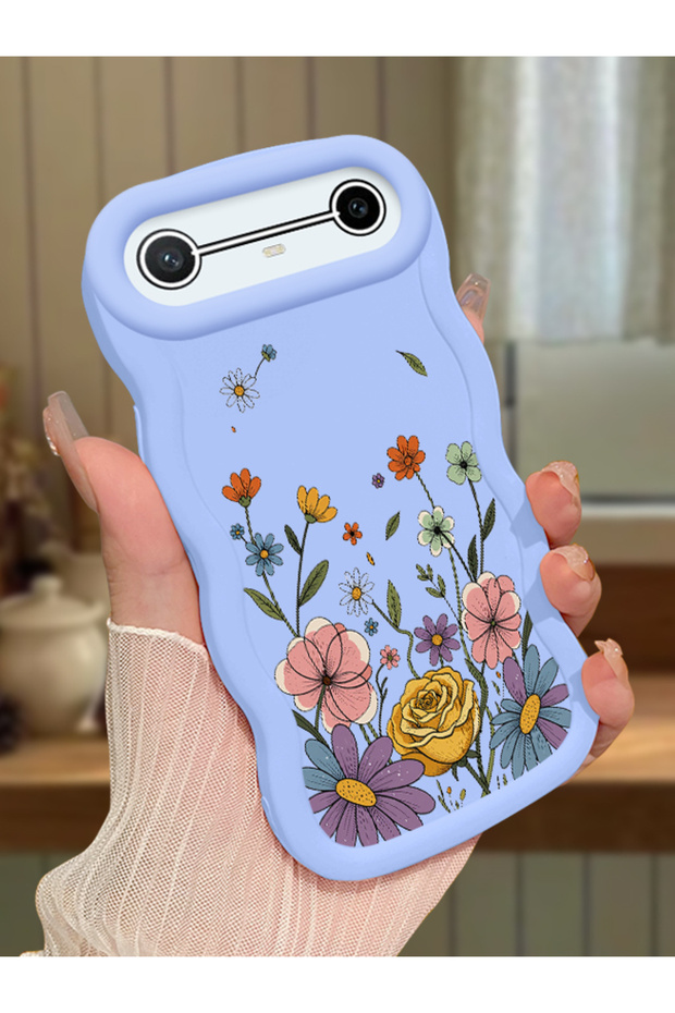Tecno Spark Slim Compatible Case Camera Protector Blue Silicone Couple Phone Case Floral Pattern