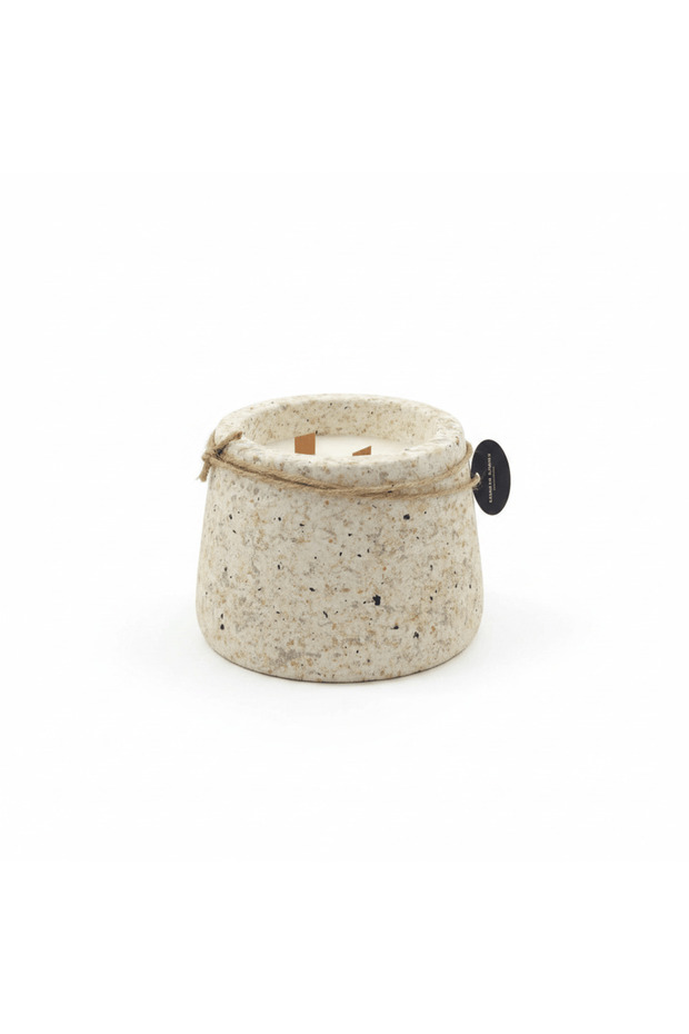 Scented Candle – POP Stone Look Double Wooden Wick – 13×9 cm