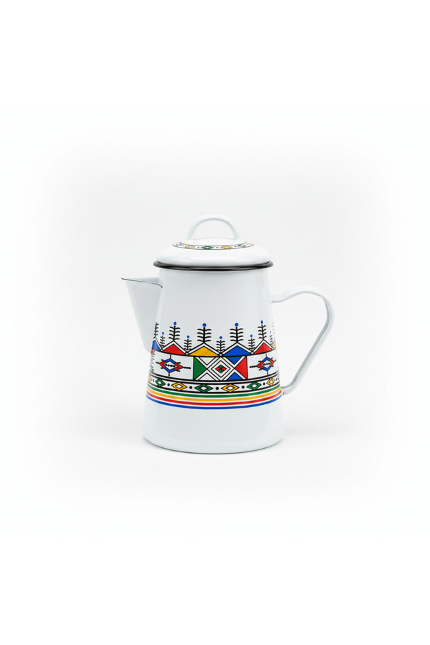 White Enamel Kettle with Traditional Print – 1.8 Ltr