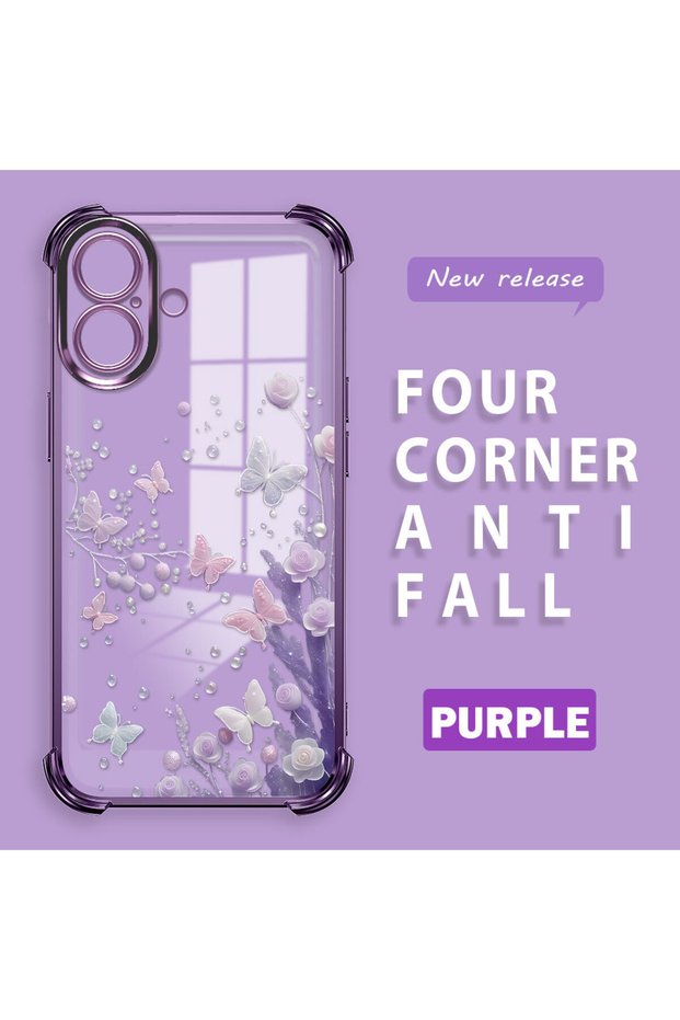 iPhone 16 Compatible Transparent Back Panel Four-Corner Reinforced Impact-Proof Glossy Edge Silicone Case