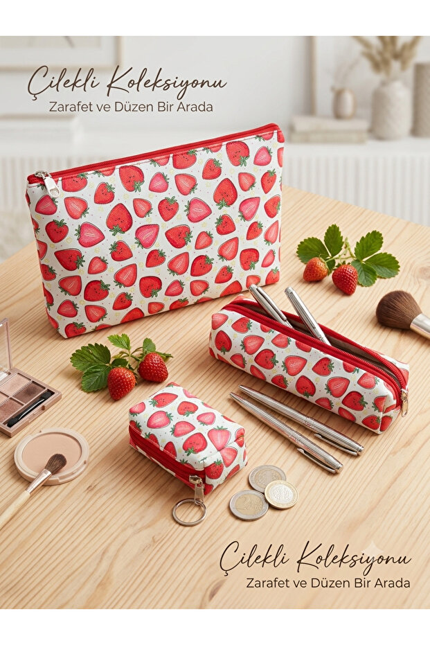 Multi-Purpose 3-Piece Travel and Stationery Set (Bag, Pen Holder & Mini Wallet)