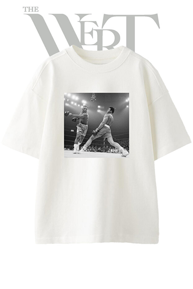 Ali Foreman Design Printed Unisex White Oversize T-Shirt