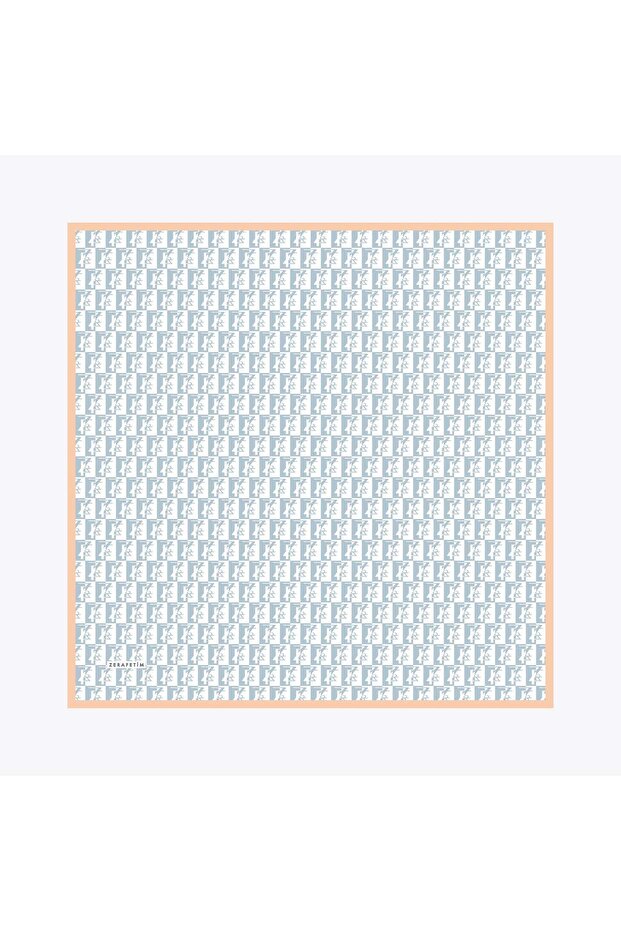 Monogram Pattern Tivil Silk Scarf Baby Blue