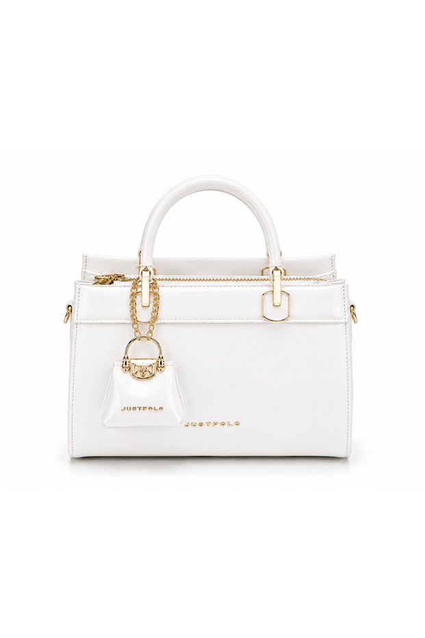Women's Hand and Shoulder Bag with Zippered Compartments