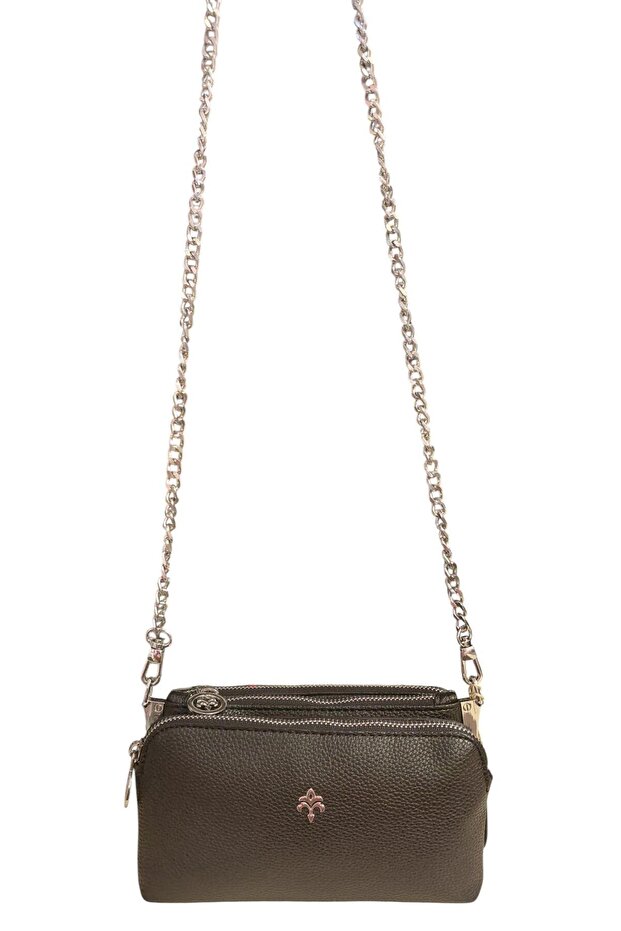 Hesione Im464-3 Women's Small Size Bag with 3 Compartments, Zipper and Chain Strap
