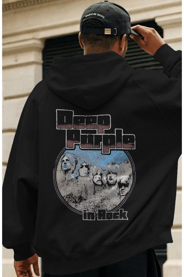 Deep Purple Rock Metal Music Band Back Printed Unisex Oversize Premium Hoodie