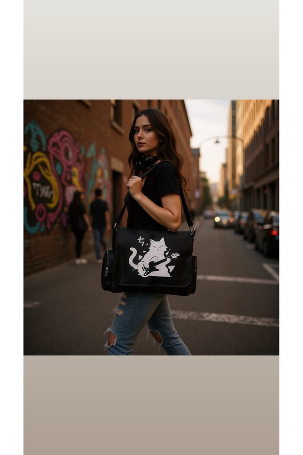 Cat Messenger Bag/School Bag Bag Adjustable Belt and Zipper Pocket