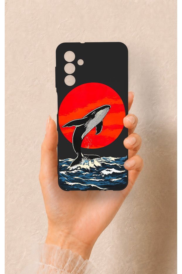 Realme 12 4g Compatible Red Sun Whale Pattern Silicone Case