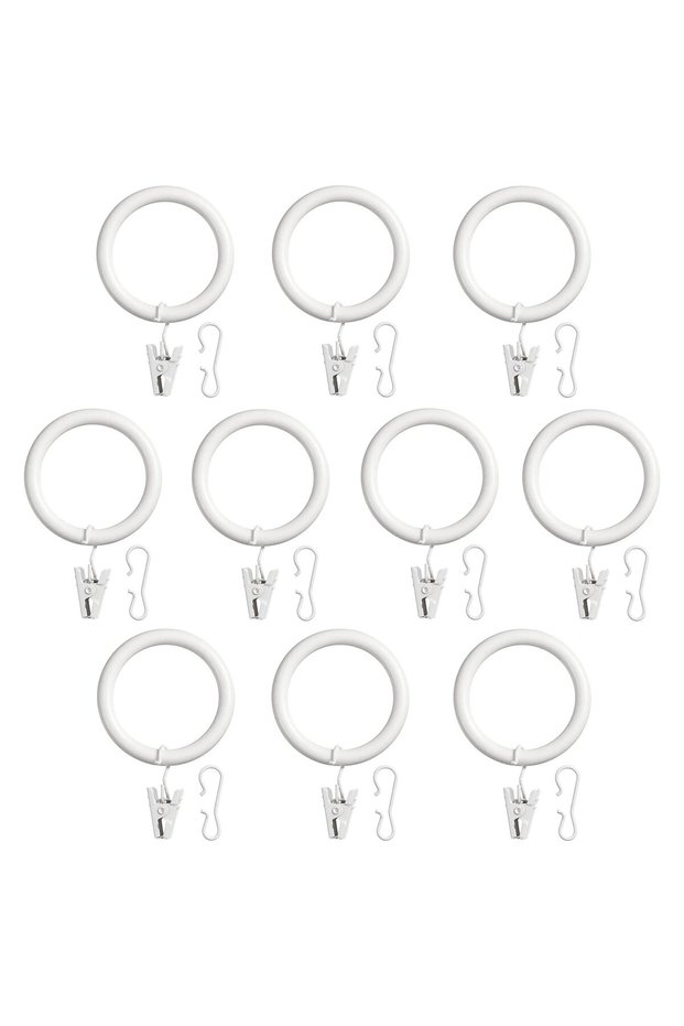 10 Pieces Curtain Ring Diameter 38 mm Curtain Hanging Device Hooked Curtain Hanger White Color 00654653