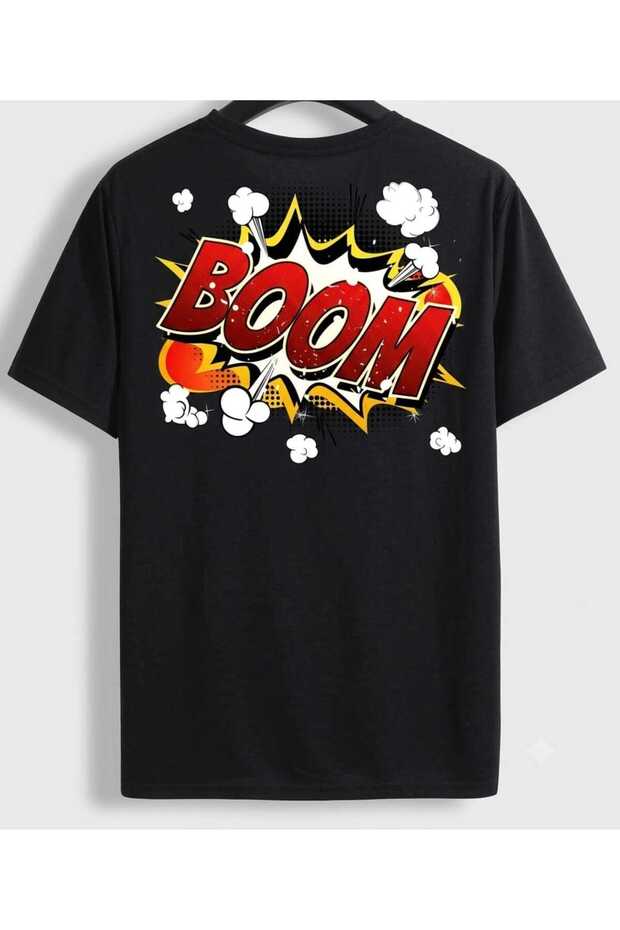 Unisex Black Anime and Pop Art Printed Oversize T-Shirt