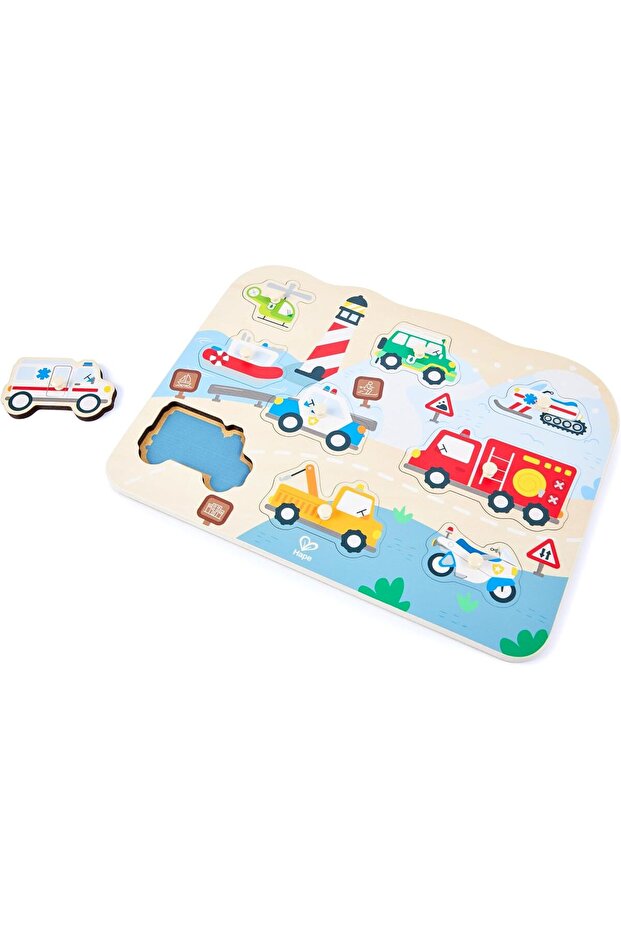 Emergency Vehicles Peg Puzzle, 9 Pieces