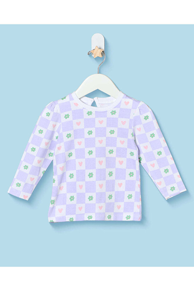 Infant Girls Lilac Checked T-Shirt