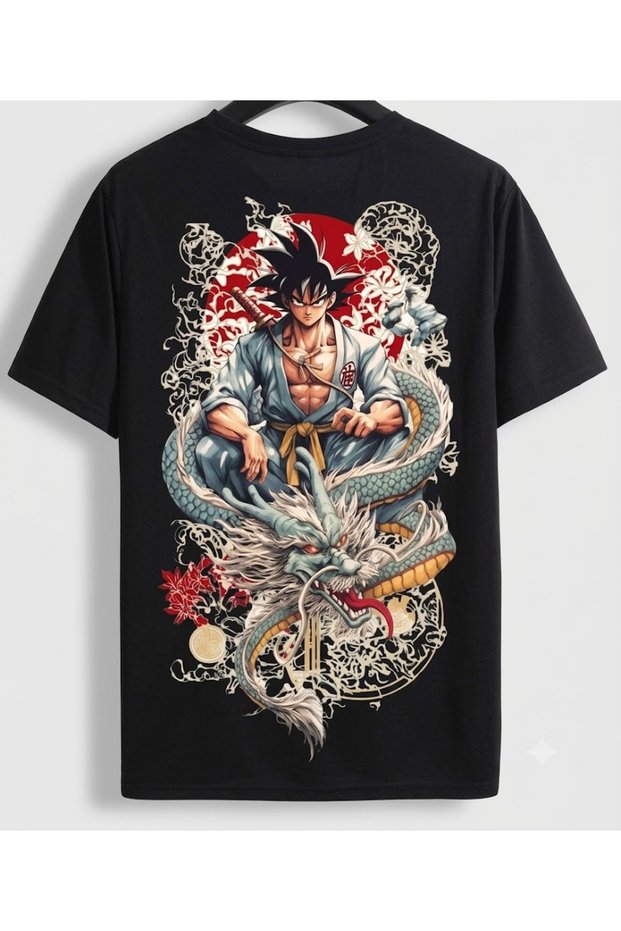 Unisex Black Oversize Anime Illustration Printed T-Shirt J-Culture Streetwear Series
