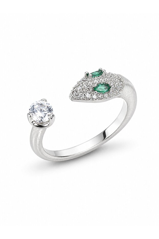 Snake Model Zircon Stone Silver Color Women's Ring